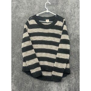 Mossimo Supply Co Sweater Womens XL White Black Striped Tight Knit Ribbed Winter